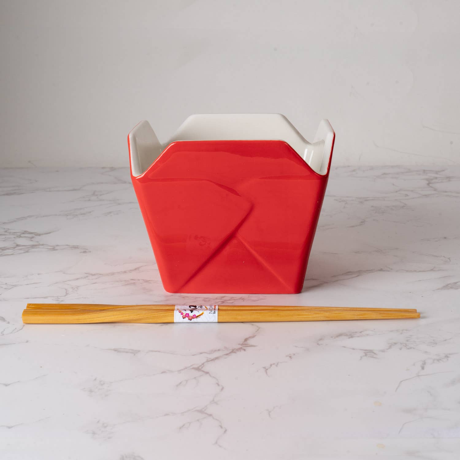 Takeout Box Serving Bowl With Chopsticks - Red DragontevanaaTakeout Box Serving Bowl With Chopsticks - Red Dragon