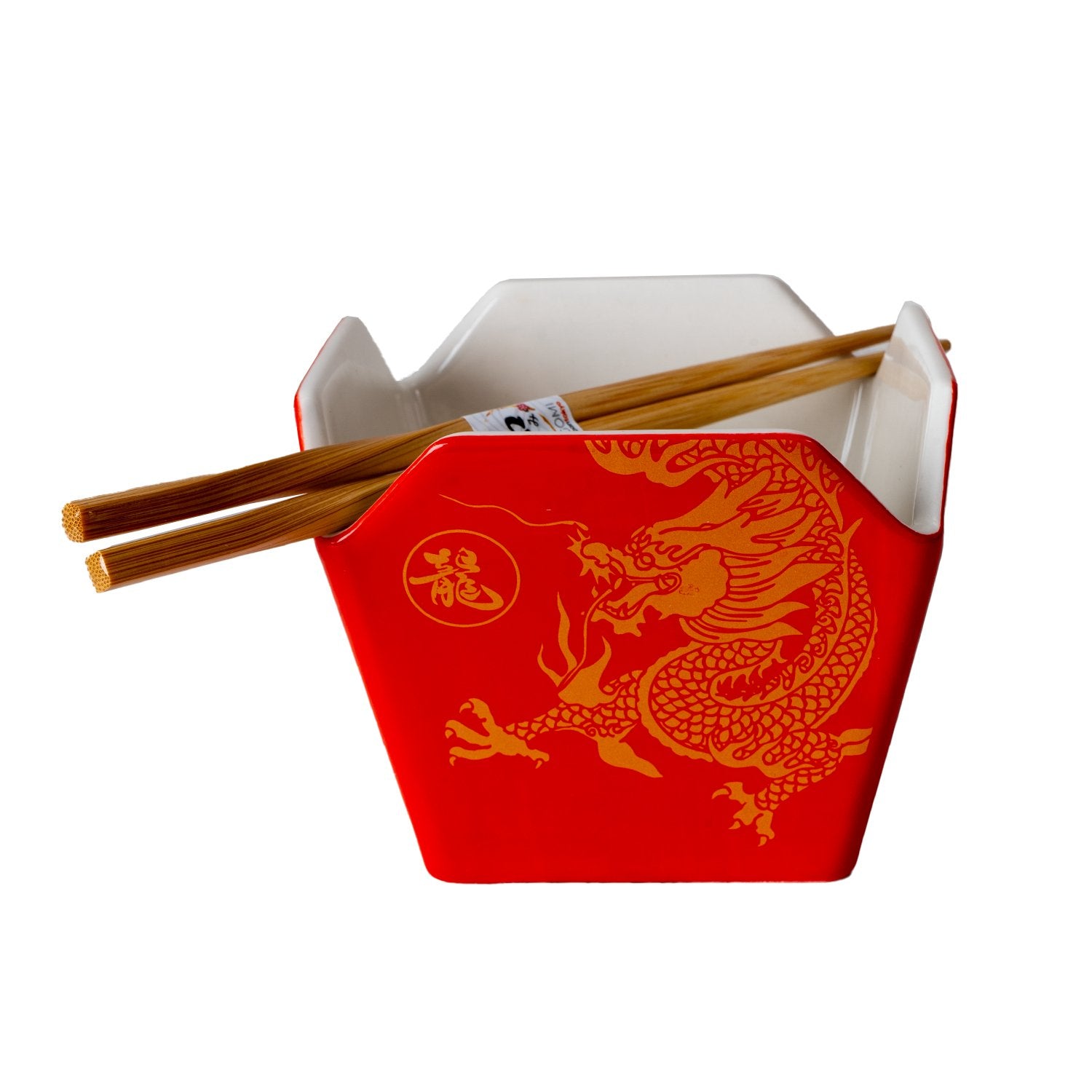 Takeout Box Serving Bowl With Chopsticks - Red DragontevanaaTakeout Box Serving Bowl With Chopsticks - Red Dragon