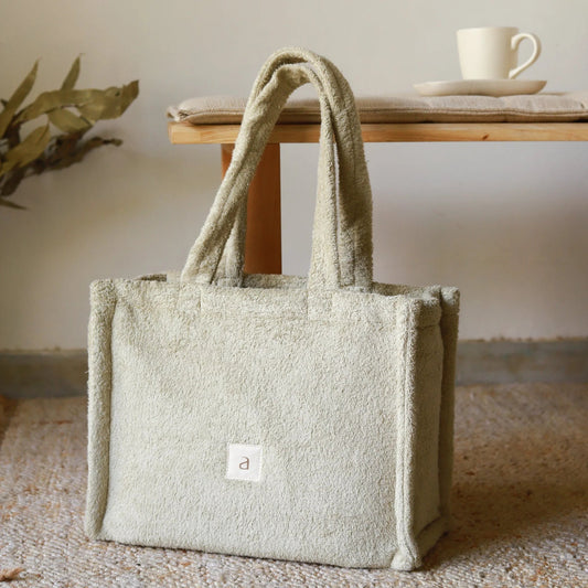 The Cloud Terry Tote Bag in Sage Greentevanaa