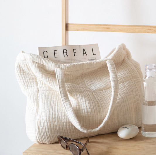 The Muslin Grid Tote Bag NaturaltevanaaThe Muslin Grid Tote Bag Natural