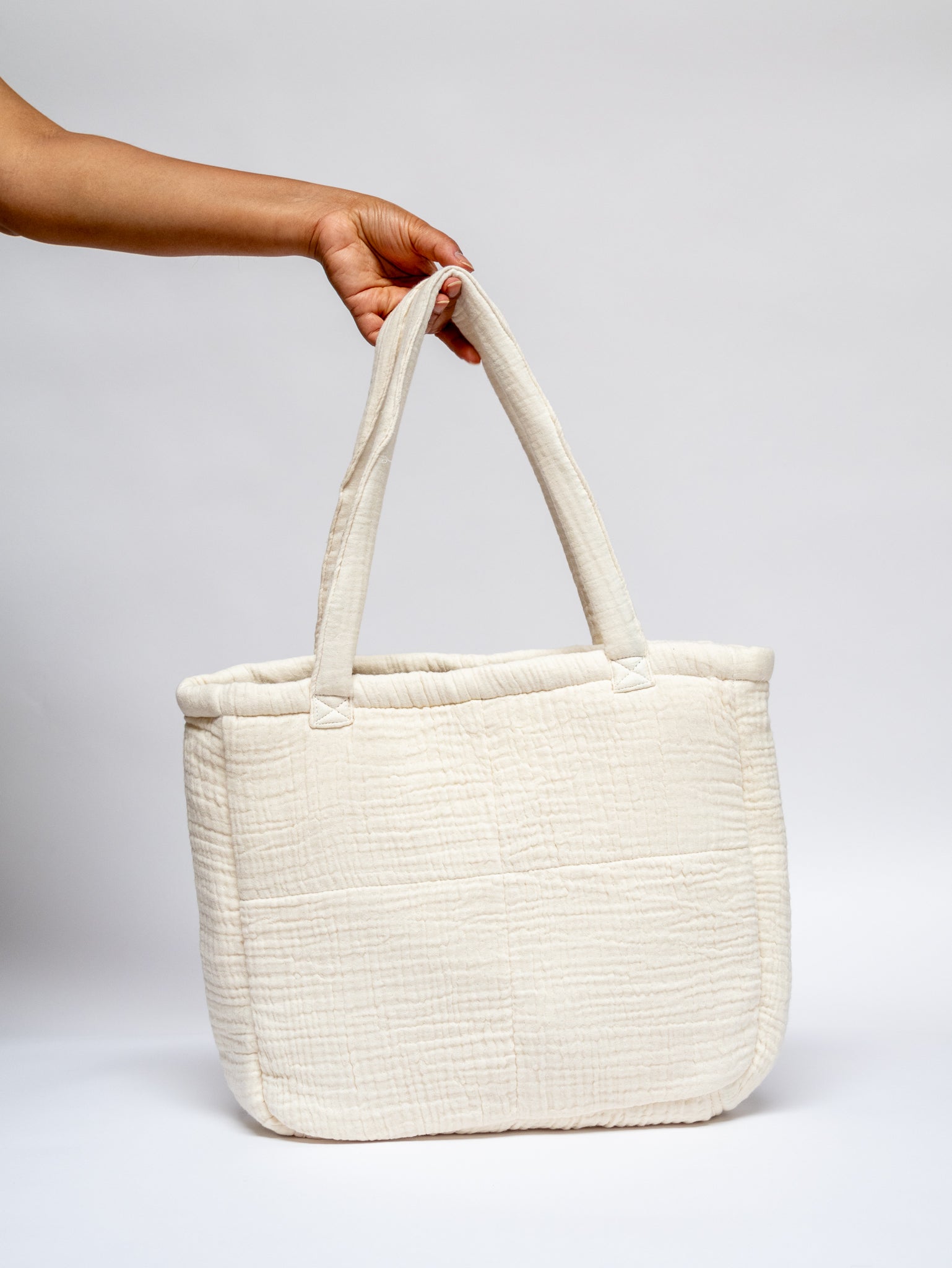 The Muslin Grid Tote Bag NaturaltevanaaThe Muslin Grid Tote Bag Naturaltevanaa