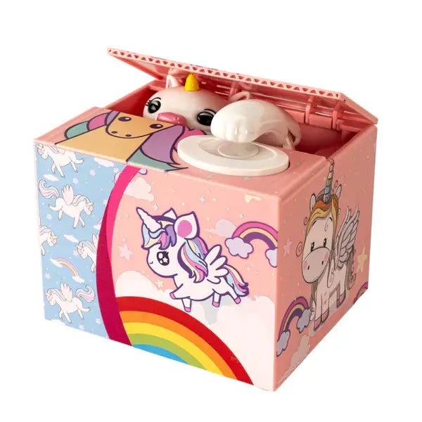 Unicorn Hiding In Box Coin BanktevanaaUnicorn Hiding In Box Coin Bank