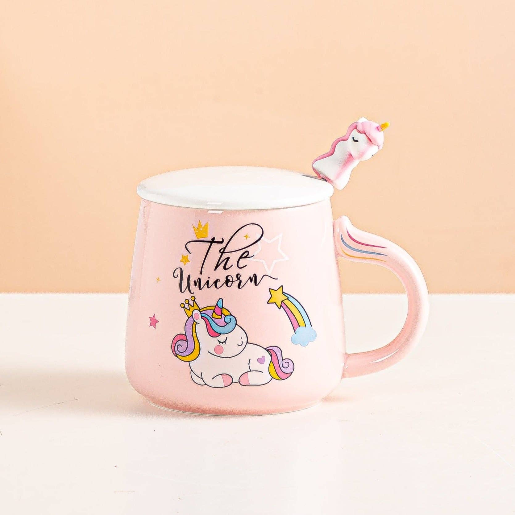 Unicorn Pink Mug With Lid and SpoontevanaaUnicorn Pink Mug With Lid and Spoon