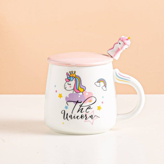 Unicorn White Mug With Lid and SpoontevanaaUnicorn White Mug With Lid and Spoon